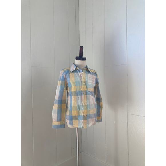 Oshkosh Yellow & Blue Checked Boys Buttondown, Size 5T - Picture 1 of 7